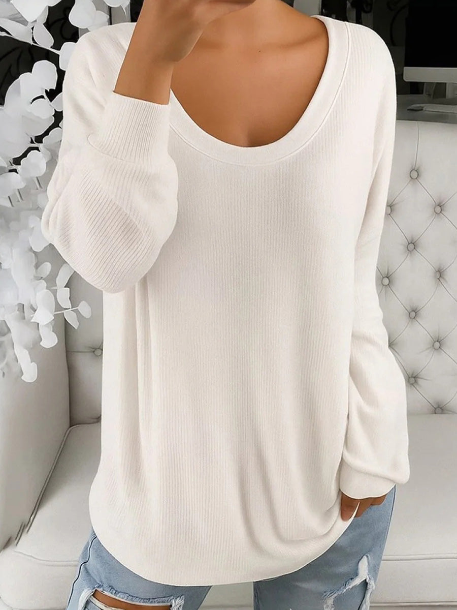 Comfy Scoop Neck Long Sleeve Top