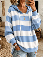 Casual Long Sleeve Striped Hoodie