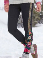 Black Casual Floral Printed Leggings