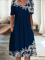 Casual Vintage Round Neck Short Sleeve Dress