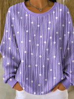 Casual Abstract Polka Dots Crew Neck Long Sleeve Sweatshirt