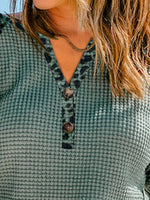 V Neck Jacquard Loose Casual Shirt