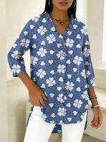 Women's Casual V-neck 3/4 Sleeve Shirt