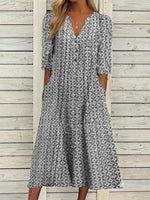 Vacation Cotton Half Sleeve Midi Dress