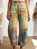 Women's Geometry Color Gradient Art Print Casual Trousers With Pockets