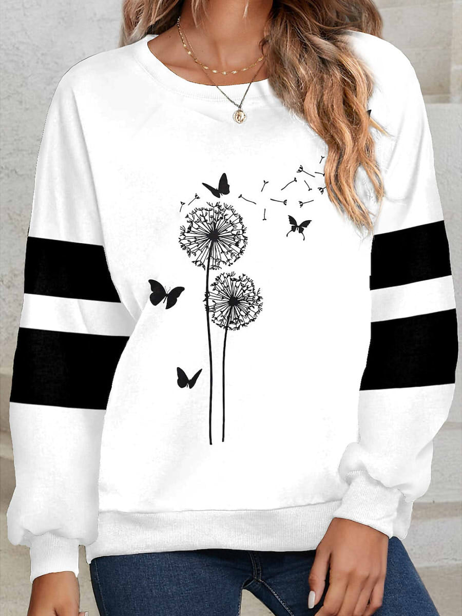 Round Neck Long Sleeve Pullover Sports Sweatshirt