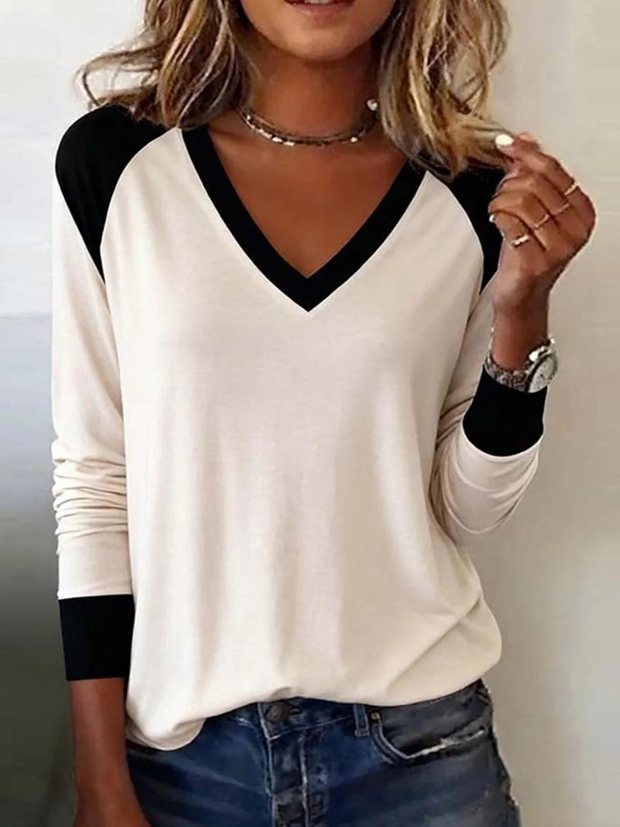 Chic V-Neck Long Sleeve Top