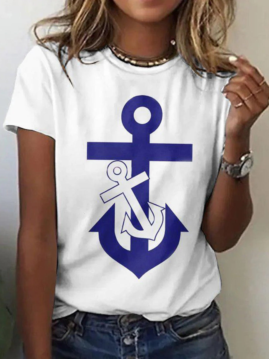 Short Sleeve Round Neck White Top