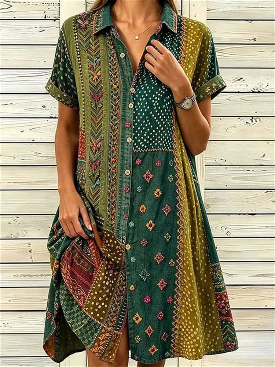 Casual Vintage Short Sleeve Dress