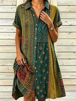 Casual Vintage Short Sleeve Dress