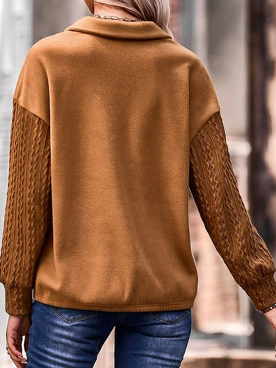 Plain Casual Zipper Sweatshirt