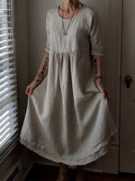 Round Neck Loose Elegant Pure Color Dress