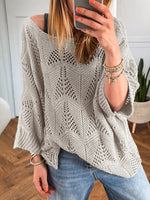 Grey Boat Neck Long Sleeve Plain Sweater