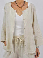 Plain Crew Neck Loosen Women Cardigan