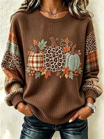 Casual Leopard Crew Neck Long Sleeve Sweatshirt