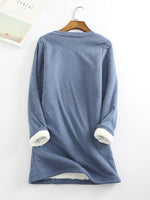 Solid Color Round Neck Long Sleeve Warm T-shirt