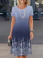 Blue Short Sleeve Round Neck Mini Dress