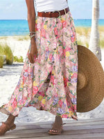 Women's Floral Printed Graphic Straight Fashion Split Button Maxi High Waist Skirt