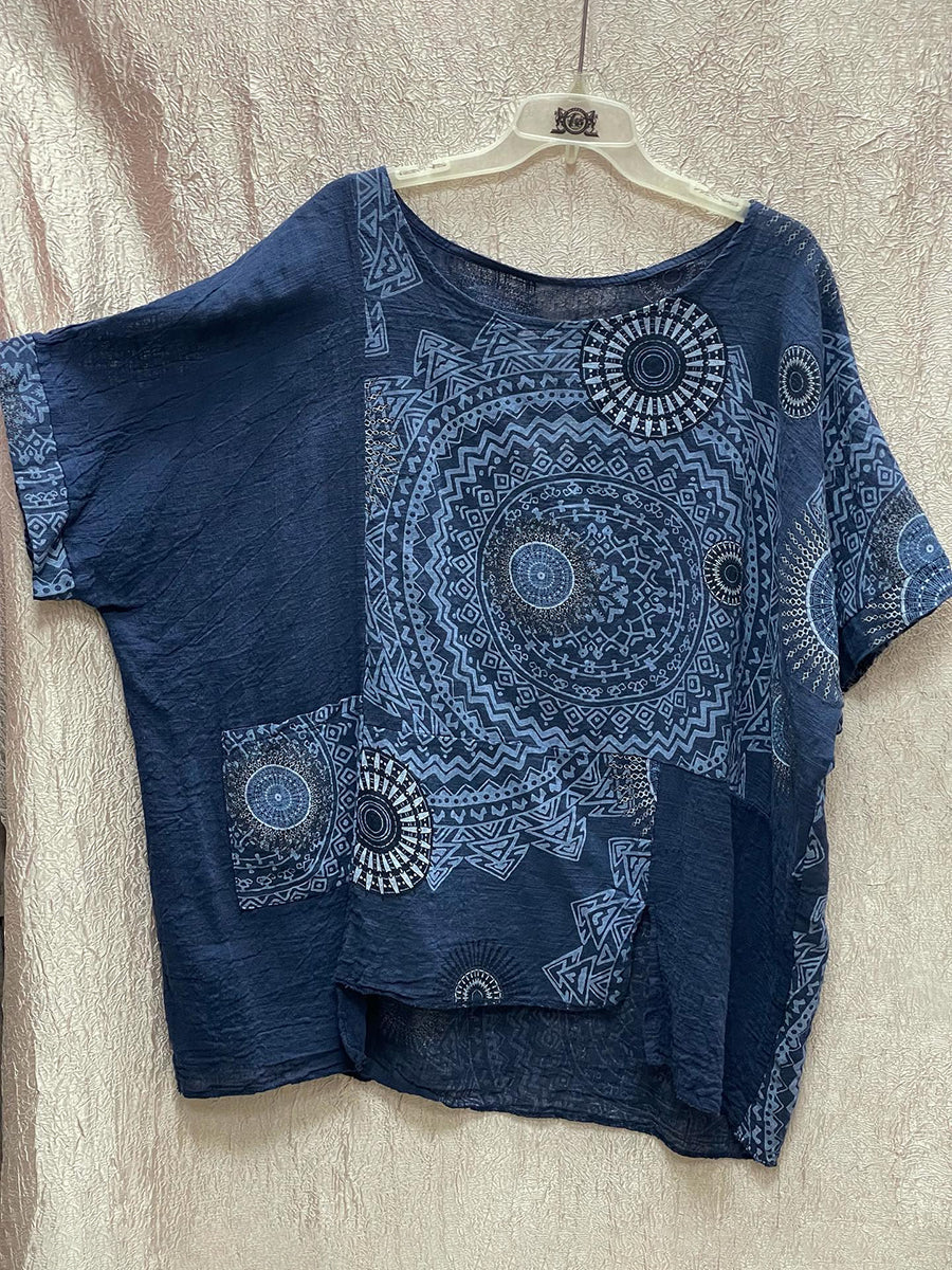 Women's Casual Printed Top & Drawstring Elastic Waist Pants Set