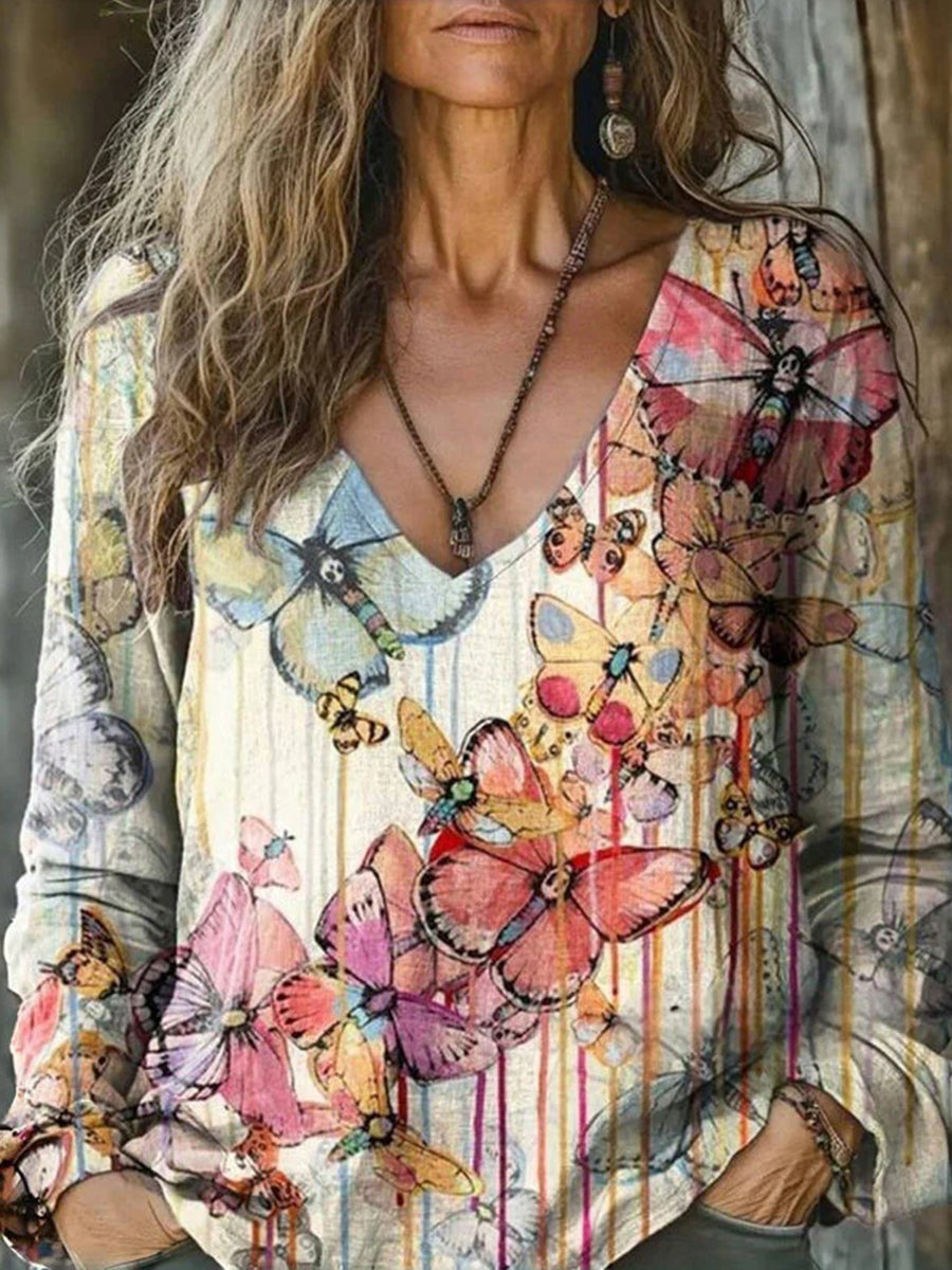 Vintage Butterfly Print T-Shirt