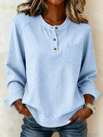 Casual Geometric Half Open Collar Long Sleeve Sweatshirt
