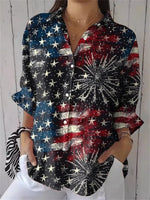 Casual Fireworks Print 3/4 Sleeve Shirt