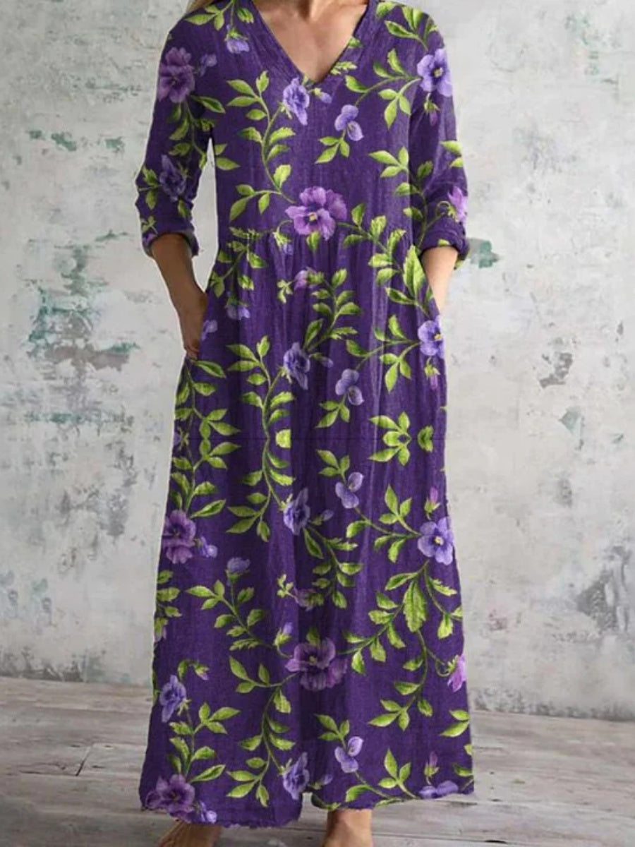 Vintage Floral Print Dress