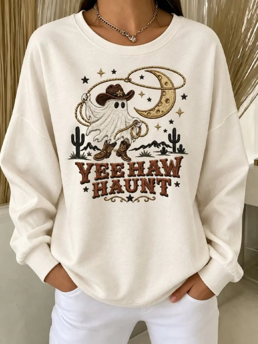 Casual Text Letters Crew Neck Long Sleeve Sweatshirt