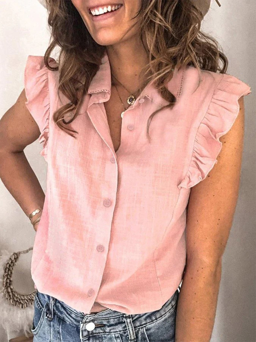 Women's Solid Color Lapel Shirt