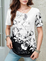 Colour Block Floral Short Sleeve T-Shirt