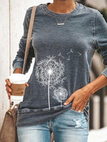 Long Sleeve Casual Shift Plant T-shirt