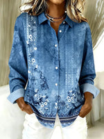 Vintage Floral Print Long Sleeve Blouse