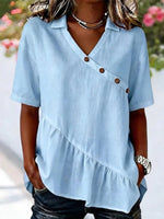 Casual Solid Colour Short Sleeve Blouse