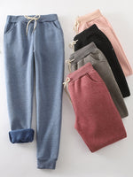 Casual Elastic Solid Casual Warm Pants
