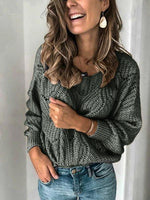 Solid Casual Round Neck Long Sleeve Sweater