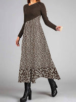 Long Sleeve Color Block Maxi Dress