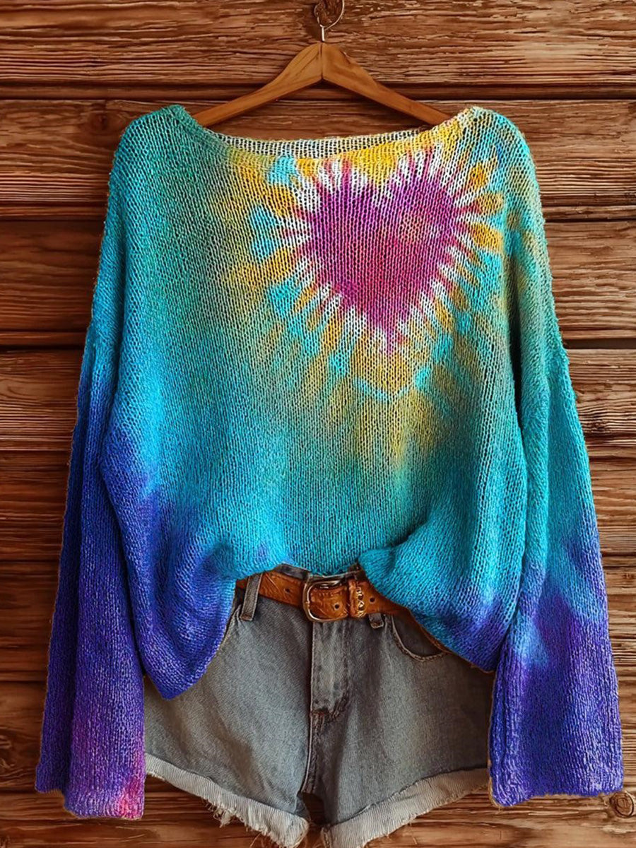 Blue Round Neck Long Sleeve Top