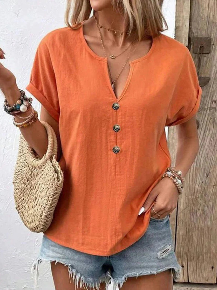 Casual Solid Colour Short Sleeve Blouse