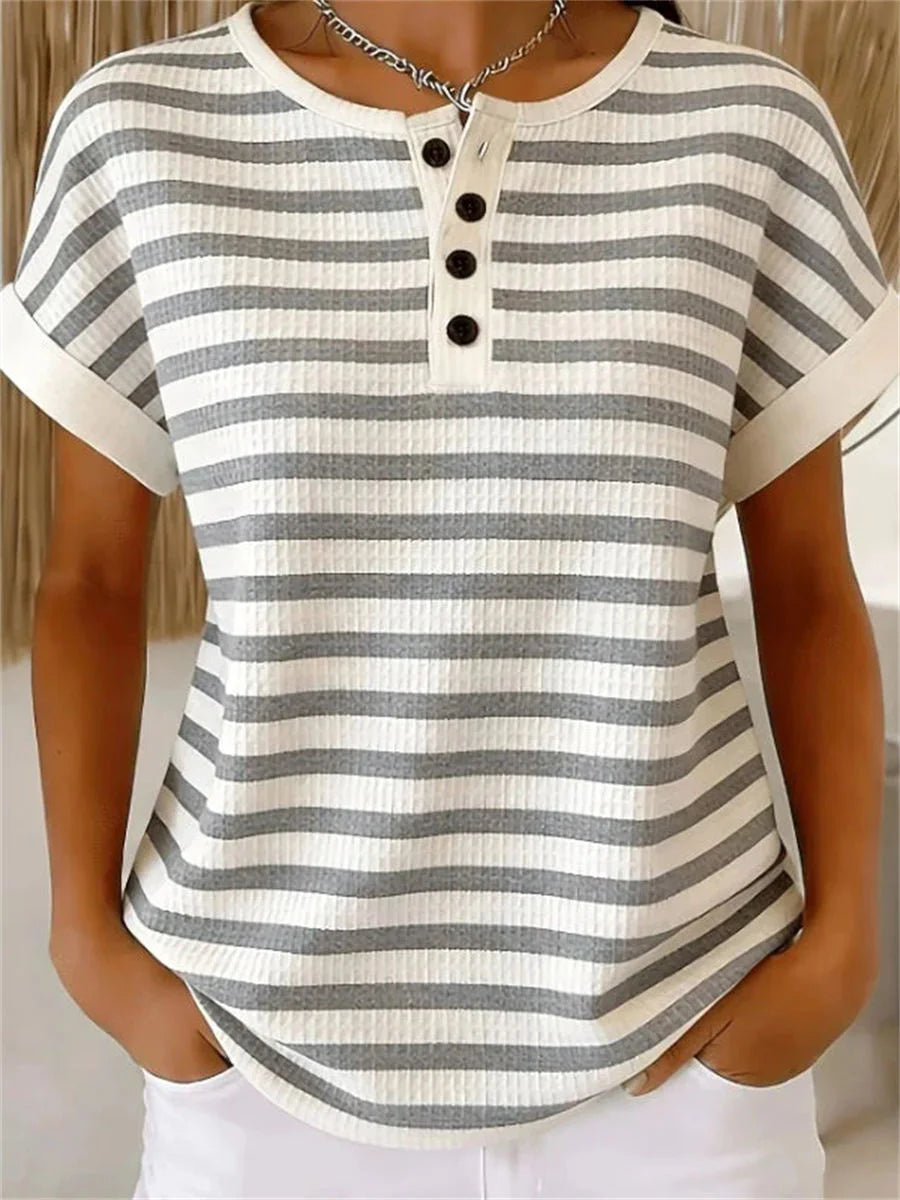 Casual Striped Short Sleeve T-Shirt