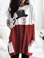 Women's Snowman Print Long Sleeve T-shirt
