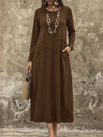 Women's Cozy Round Neck Long Sleeve Dress