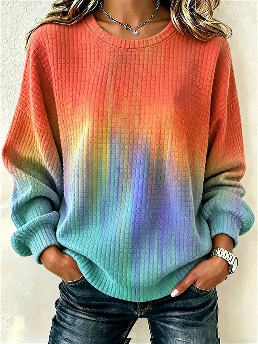 Casual Crew Neck Long Sleeve Abstract Sweatshirt