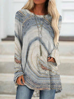Multi Casual Tops Round Neck Long Sleeve Sweatshirts