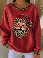 Casual Leopard Crew Neck Long Sleeve Sweatshirt