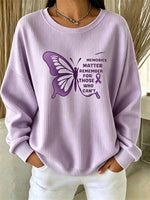 Casual Crew Neck Long Sleeve Text Letters Sweatshirt