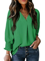 Casual 3/4 Sleeve V Neck Loose Fit Basic Tees