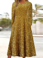 Casual V Neck Long Sleeve Casual Maxi Dress