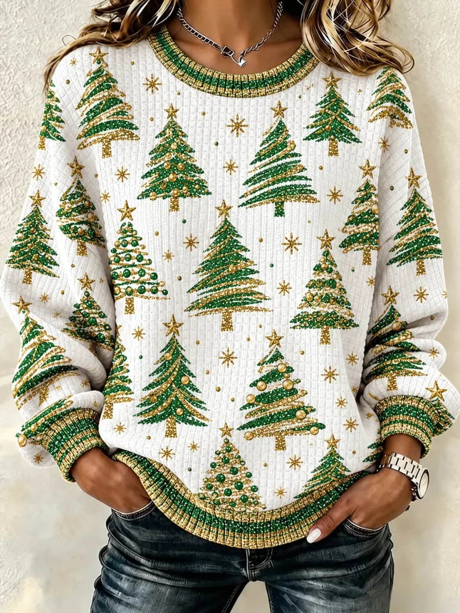 Casual Snowflake Henley Collar Long Sleeve Sweatshirt