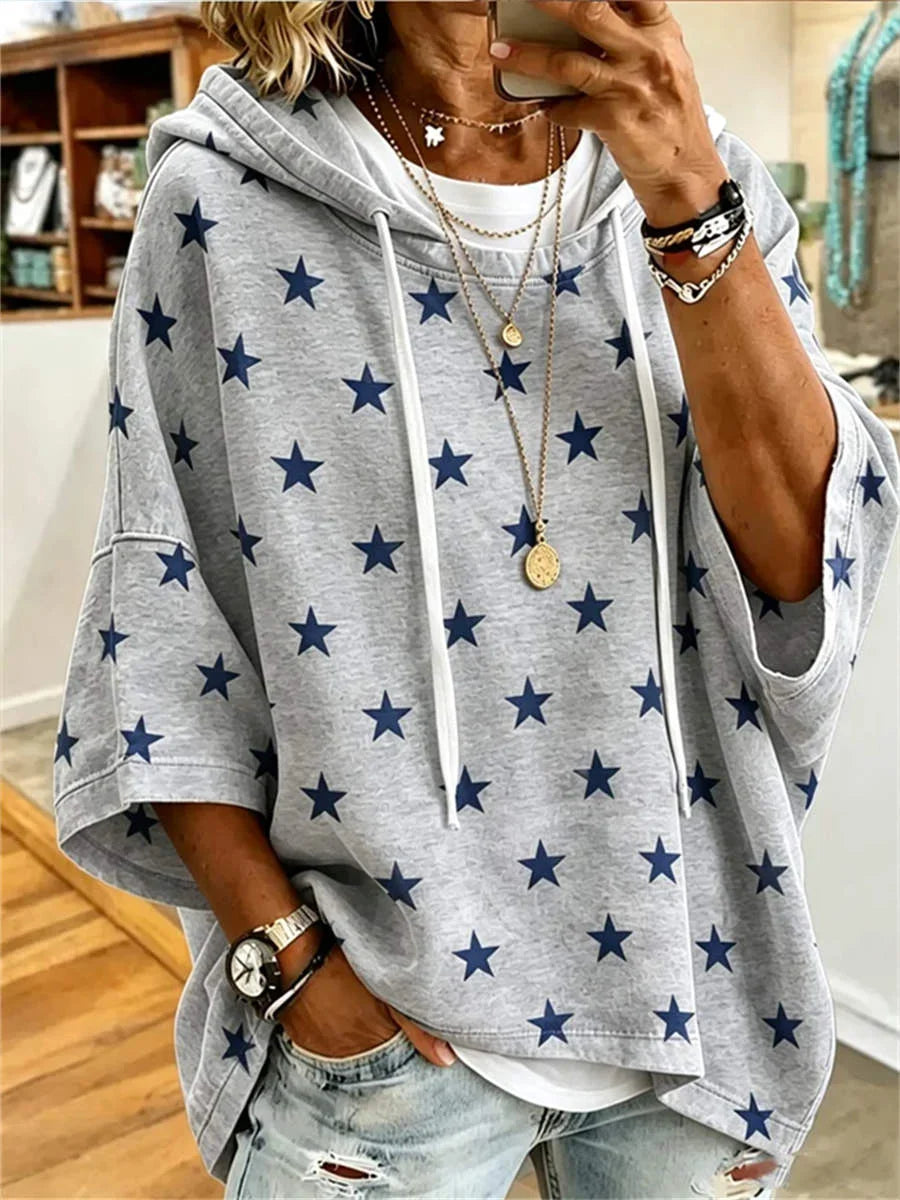 Casual 3/4 Sleeve Plain Hoodie