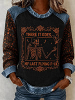 Casual Skull Crew Neck Long Sleeve Sweatshirt